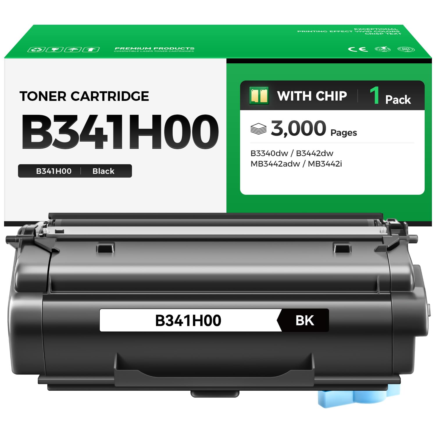 B341H00 Toner Cartridge High Yield Black with Chip 1-Pack Replacement for Lexmark B341H00 Toner Compatible for Lexmark MB3442adw B3340dw B3442dw MB3442i Laser Printer Ink All-in-One Copier 3,000 Pages