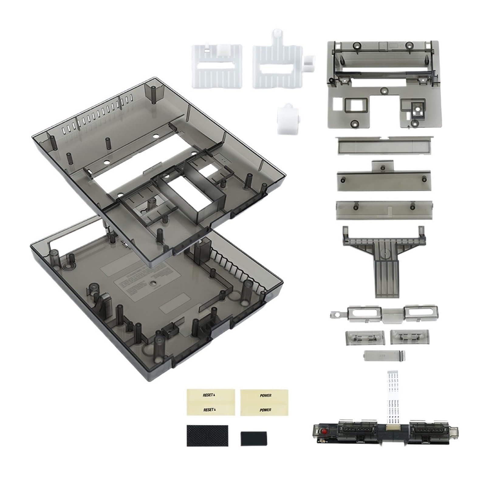Carcasa De Repuesto Translúcida For Consolas De Juegos Retro, Versión Estadounidense, Transparente, Compatible con Nintendo SNES SFC, Compatible con Bitfunx.(TRN Black)