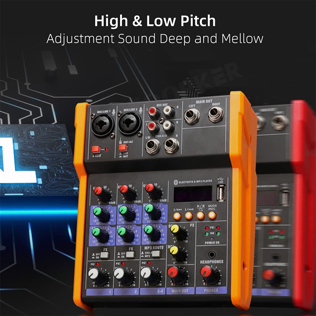 Audio-DJ-Mixer 4 Kanäle Konsole mit Mikrofon Sound Mixing Aufnahmestudio