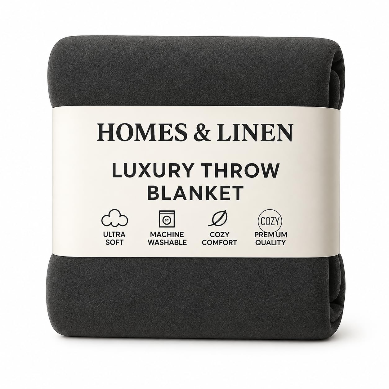 HOMES-LINEN Fleece Faux Fur Roll Mink Throws Soft Cosy Bed Blankets (Charcoal, Single (125cm x 150 cm))