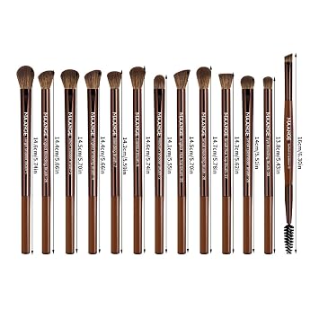 MAANGE 13 Pcs Makeup Brushes with Bag, Multi-functional Eye Makeup Brush Set Professional Blending Eyeshadow Concealer Eyebrows Eyeliner (Brown)