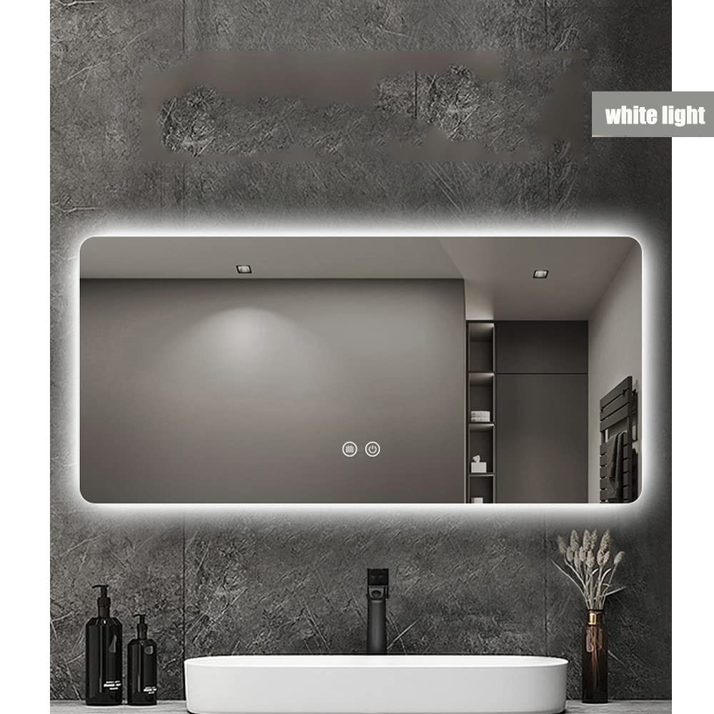 GuyAna Specchio cosmetico con Luce Specchio da Bagno con Montaggio a Parete Specchio per Trucco Illuminato Rettangolare da 24x32 Pollici Specchio LED antiappannamento Orizzontale/Vertical