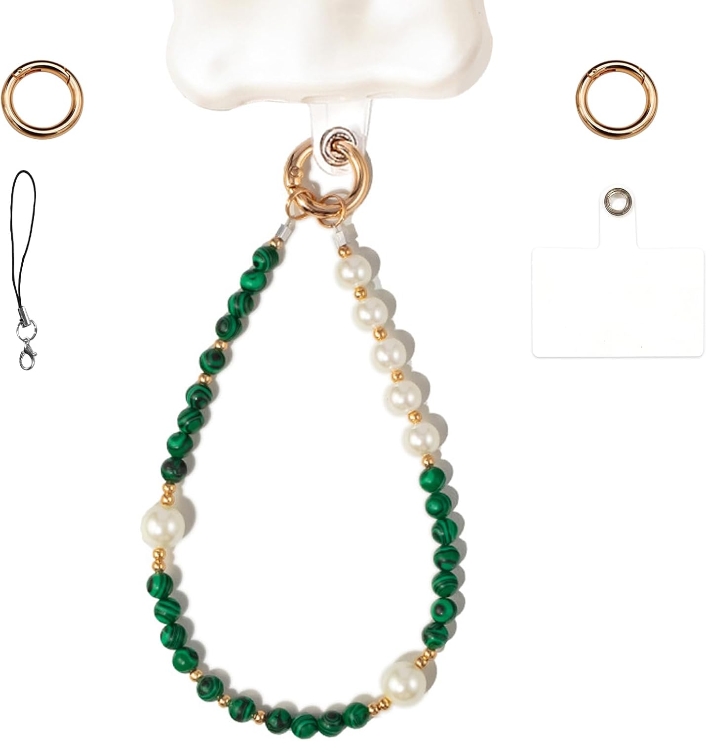 Beaded Wrist Strap for Women - Pretty Phone Charms Anti Drop Wristlet - Multi Functional Cell Phone Chain Compatible for All Smartphones