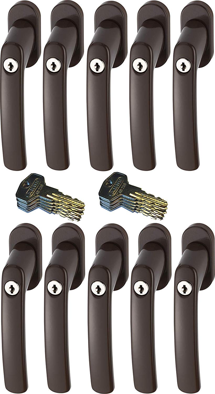 ABUS FG200 B SB abschließbarer Fenstergriff, braun im Set 10 Stück