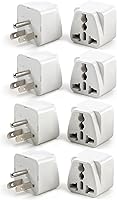 Vista 8 de Paquete de 4 adaptadores universales, adaptadores de viaje de enchufe de Europa a EE. UU. (blanco)