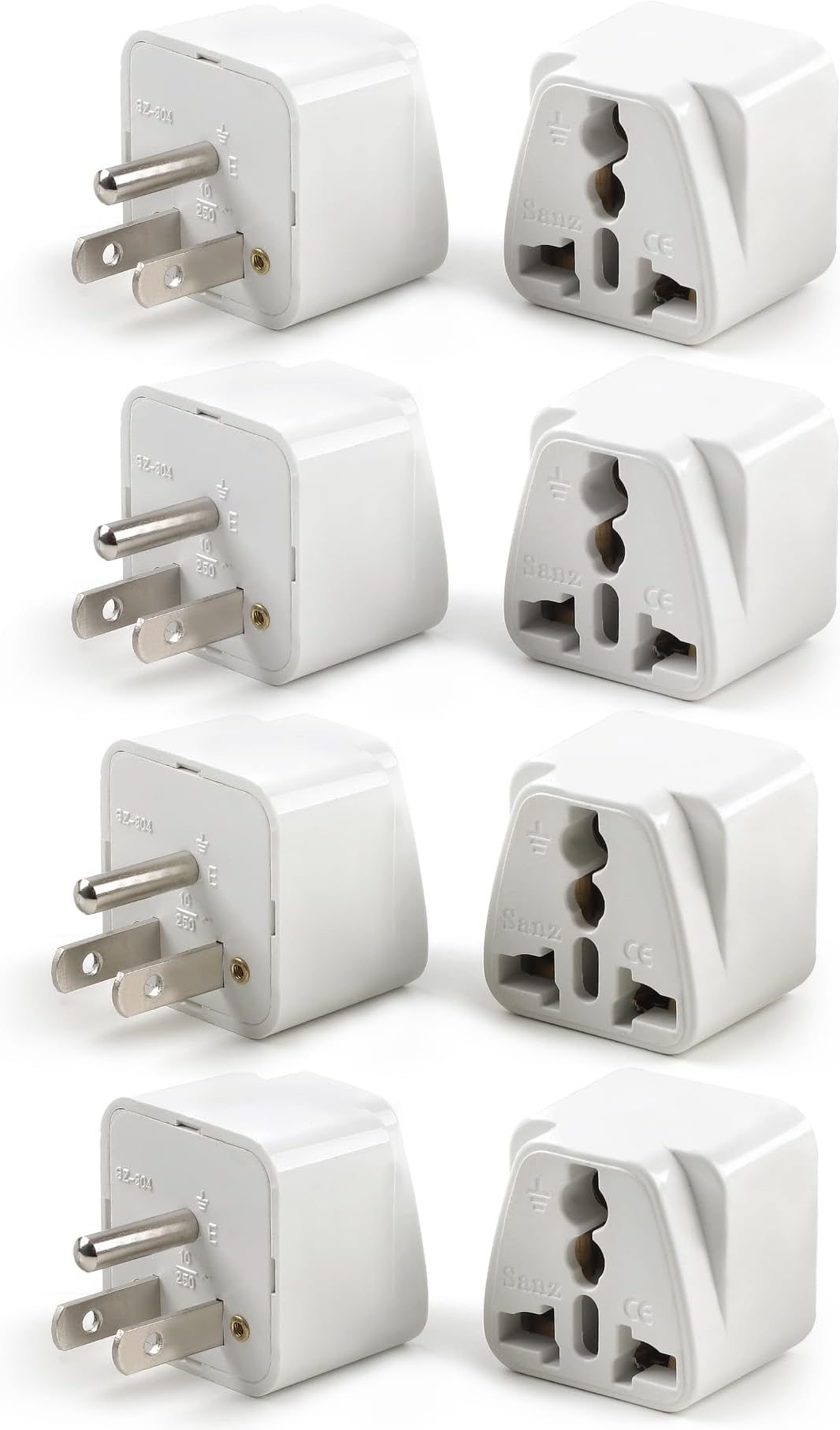 8 Pack Universal Adapter, UK to US Adapter, Europe to US Plug Adapter, Travel Adapters, European to USA General Adapter, American Outlet Plug Adapter (White)