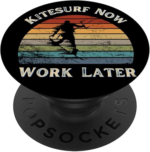 Miniatura 1 de Funny Kitesurf Now Work Later Tee For Kitesurfing Lovers PopSockets Swappable PopGrip
