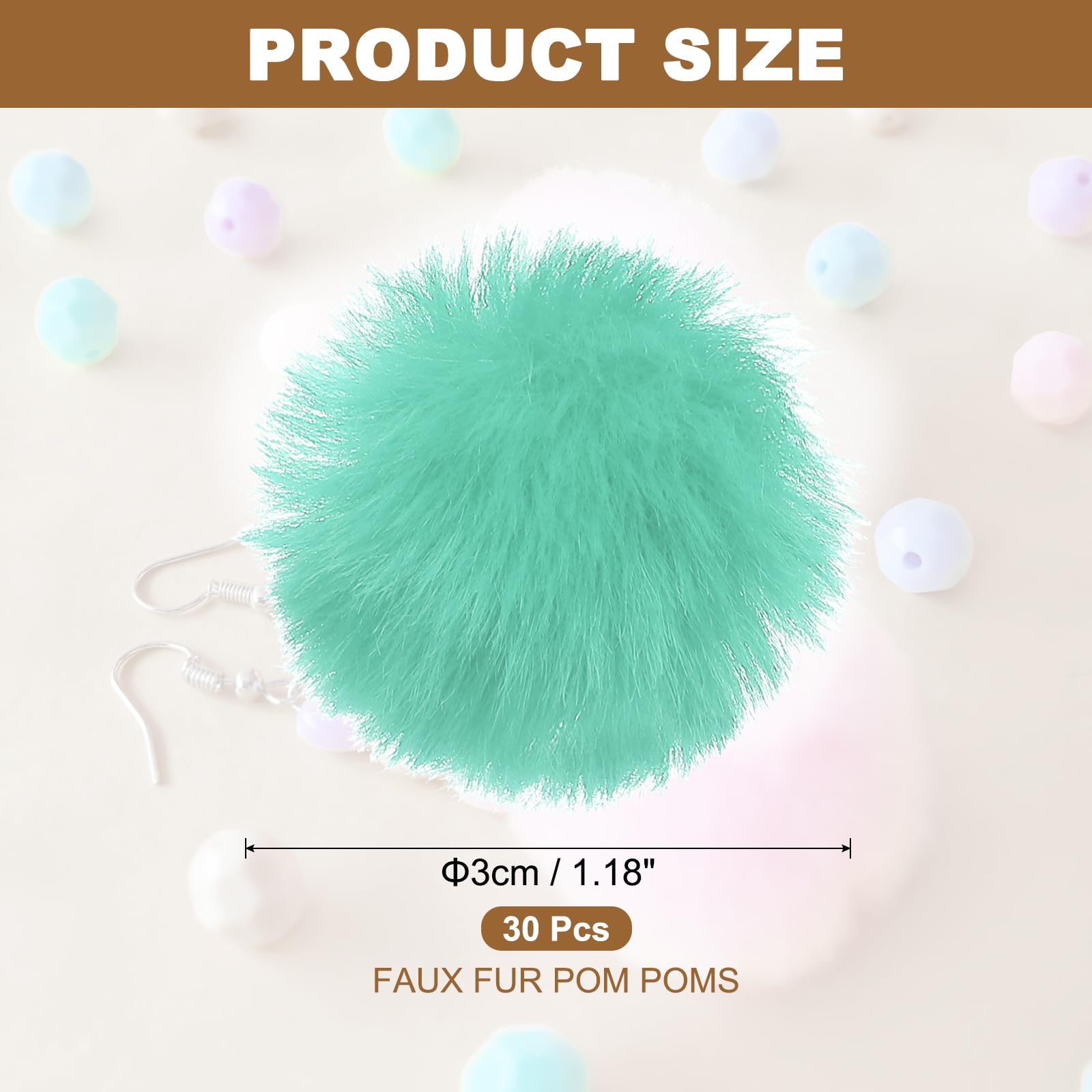 PATIKIL Faux Fur Pom Poms for Hats 30 Pcs Fluffy Soft Fur Poms Balls with Elastic Loop for Keychain Knitting Hats DIY Scarves Gloves Bag Christmas - Image 2