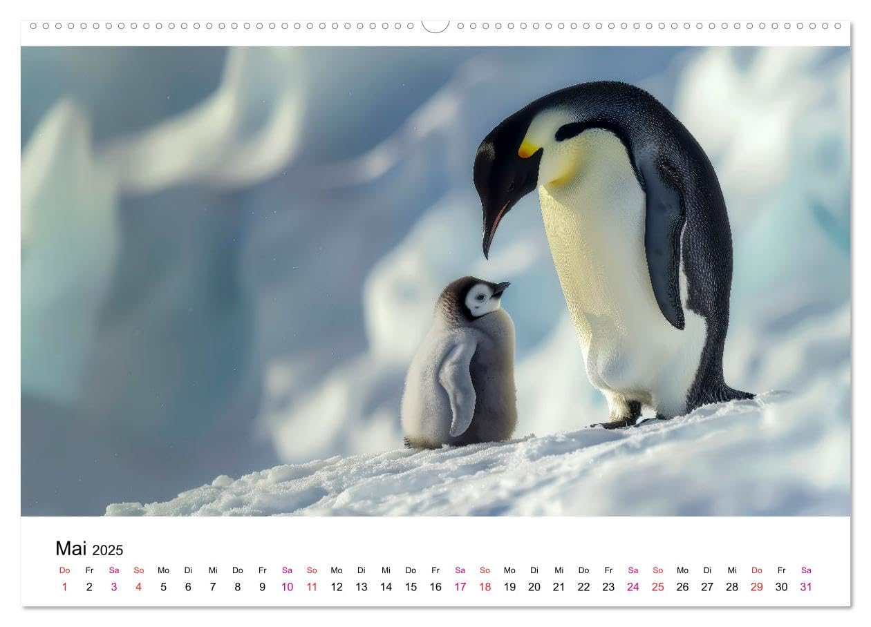 Maritim pur - Pinguine (hochwertiger Premium Wandkalender 2025 DIN A2 quer), Kunstdruck in Hochglanz: Im Wasser elegant und geschickt –an Land ungelenk (CALVENDO Tiere)