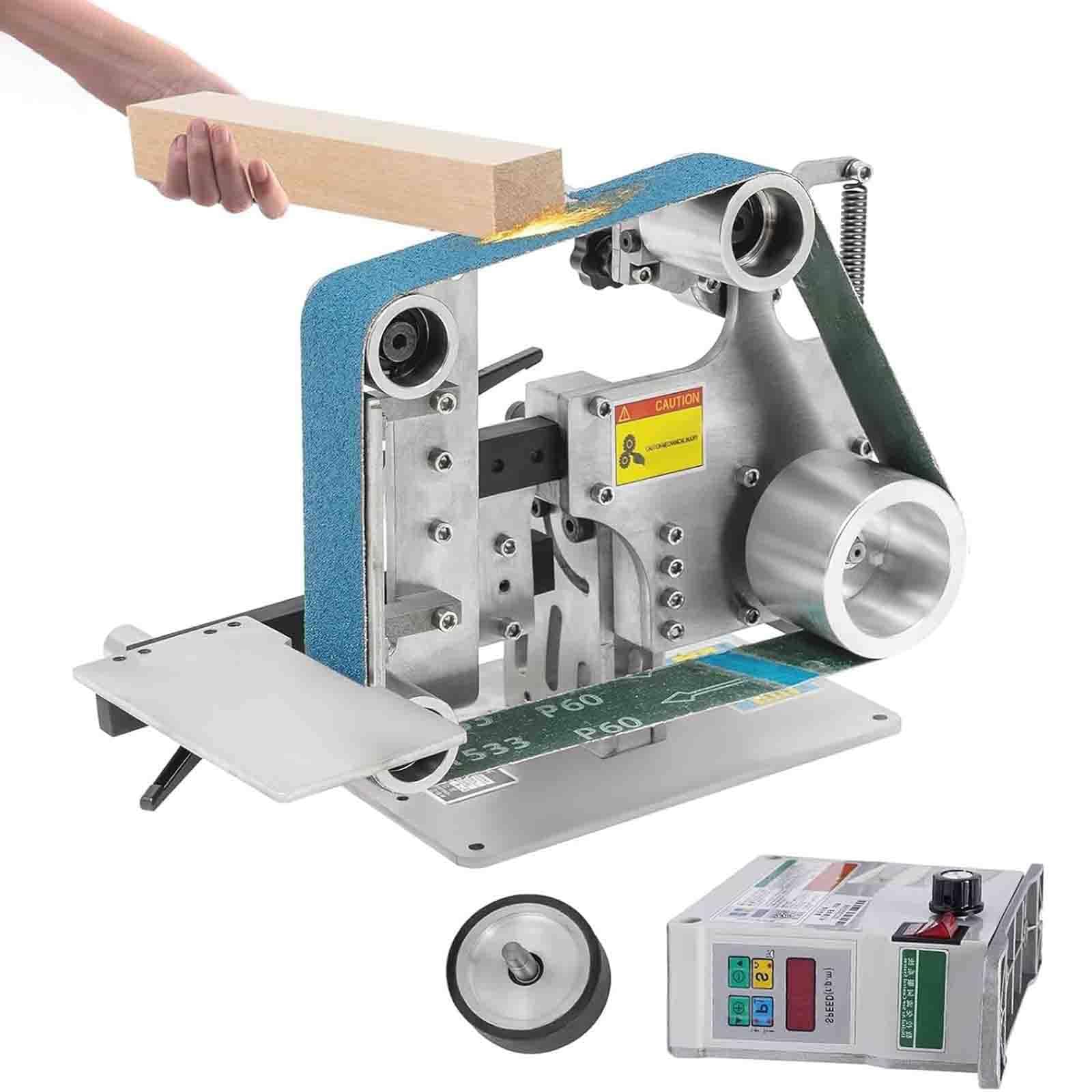 Zhjopp Belt Sander Grinder, Electric Bench Grinder Sharpener With Adjustable Speed And Brushless Motor For Knife Making And Polishing