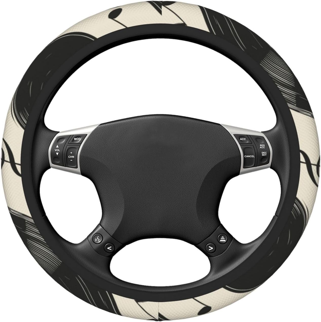 – Steering Wheel Covers Polyester Anti-Slip Protector Car Accessories Universal 15 Inch/38cm, Retro Music Elements