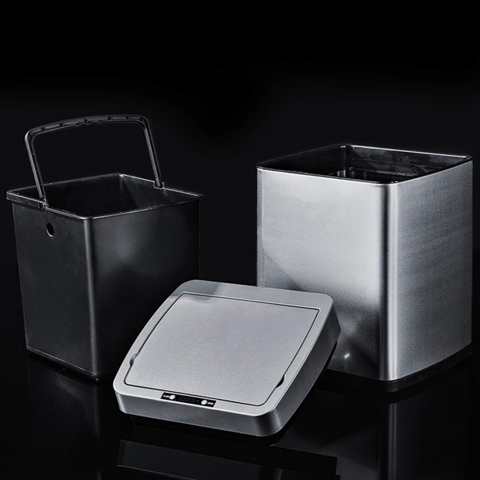 Papelera De Inducción Simple para Interiores, con Tapa, para El Hogar, Ideal para Sala De Estar Y Cocina, Color Plateado, 10 L