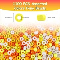 Vista 9 de Pony Bulk Beads - 1100 Pcs for Jewelry & Bracelets Making, Hair & Bracelet Beads (Dark Grey)