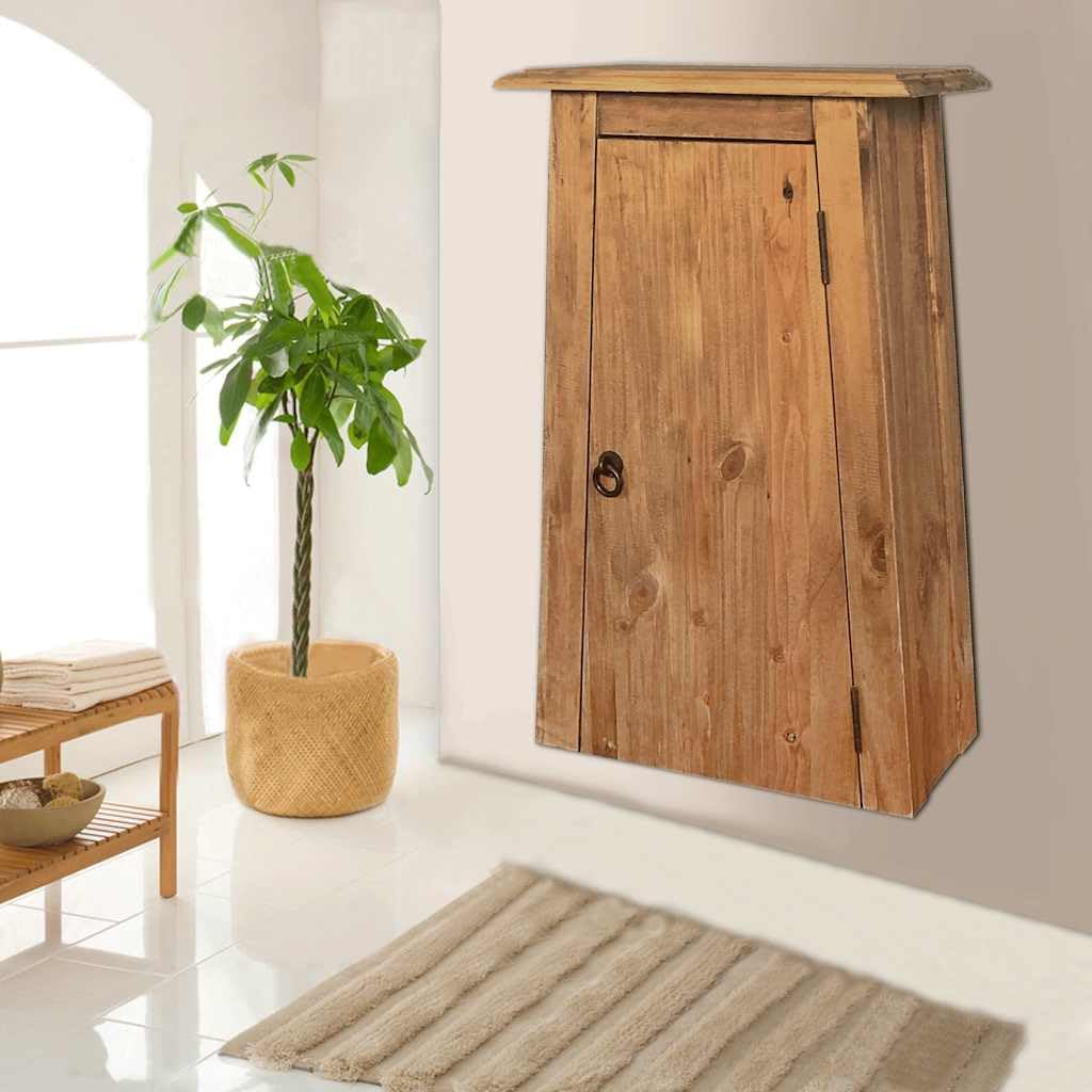 vidaXL Mobile da Bagno a Parete in Legno Massello di Pino 42x23x70 cm