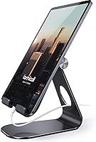 Lamicall Adjustable Tablet Stand for iPad Pro, Air, Mini, Kindle, iPhone 16/15 (4-13") - Sturdy Desktop Holder, Black