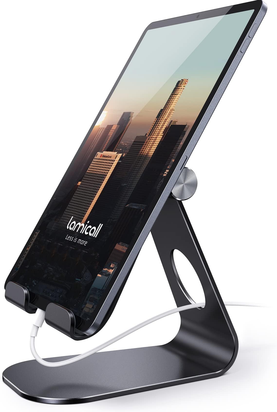 Lamicall Tablet Stand, Adjustable Tablet Holder - Desktop Stand Dock Compatible for 4-13" Tablets, iPad Pro 11, 9.7, 10.5, 12.9 Air Mini, Kindle, Tab, iPhone 17 Pro Max, Switch - Black