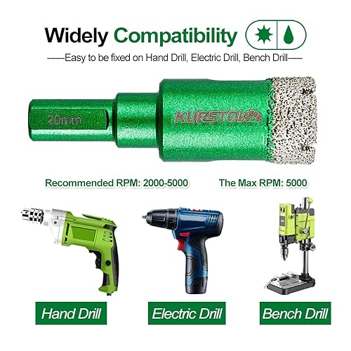 Miniatura 6 de KURSTOL Kit de brocas de núcleo de diamante diámetro de 6810121420252832351496in vástago triangular sierras de agujero soldadas al vacío para