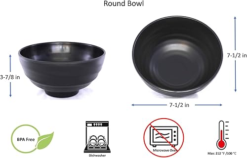 Miniatura 6 de Lucky Star (redondos, melamina tazones Pho sopa de fideos Ramen Wonton sopa tazón de arroz, 4.5" (8oz), 5.5" (16oz), 7.5" (46oz), Negro, Swirl
