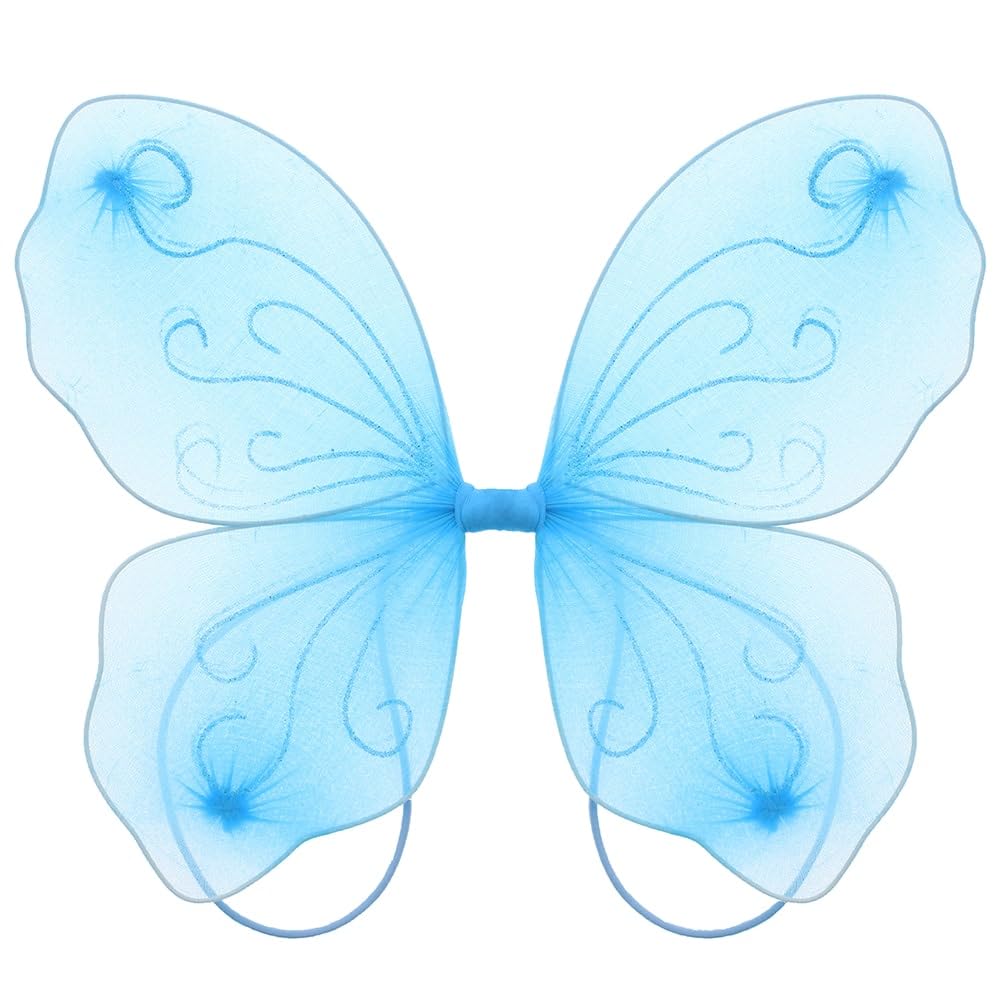 Zac's Alter Ego Girls Baby Blue Small Fancy Dress Glitter Butterfly Fairy Wings