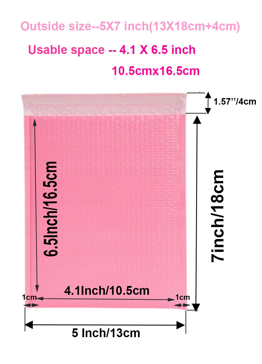Sobres pequeños acolchados con forro de burbujas de polietileno, paquete de 12 sobres de envío de 5 x 7 pulgadas, color rosa, autoadhesivos, impermeables, a prueba de golpes y polvo (rosa, 5 x 7