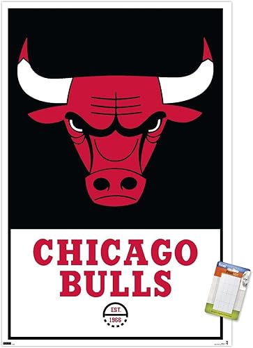 Trends International NBA Chicago Bulls - Póster de pared con logotipo 21, 22.375 x 34 pulgadas, paquete de póster y montaje