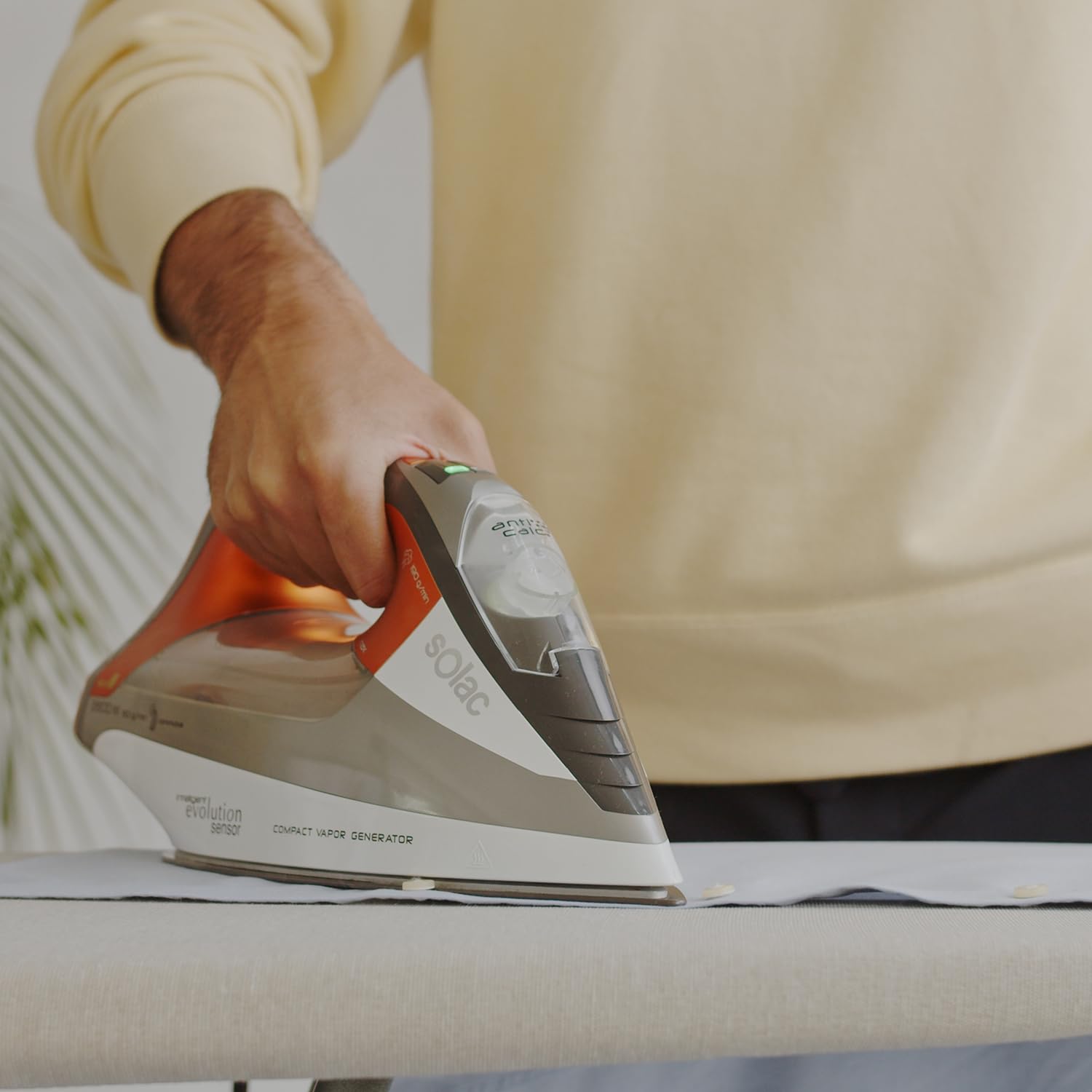 Solac CVG9511 - Plancha (Plancha vapor-seco, Non-stick soleplate, 190 g/min, Negro, Naranja, Blanco, 3 min, 2800 W)