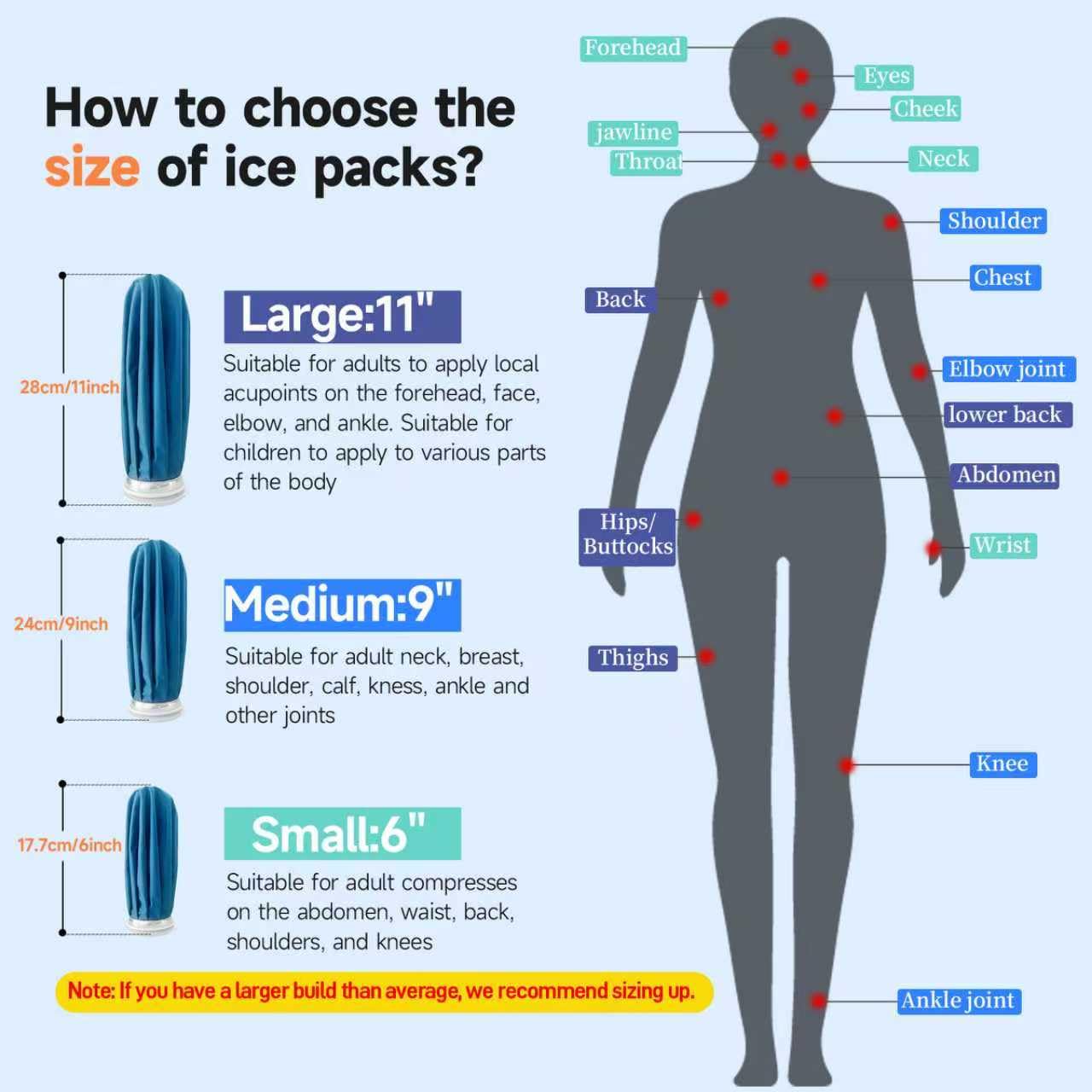 ANMIA Bolsas de hielo con envoltura para lesiones reutilizables, bolsa de agua fría para aliviar el dolor, bolsa de hielo elástica a prueba de fugas, tamaño 9 pulgadas