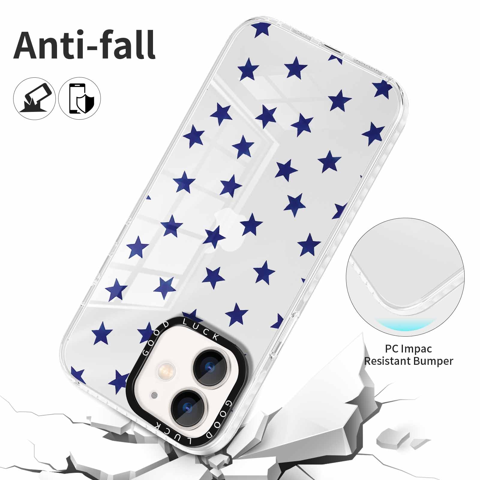 Xylota 2 Piezas Funda para iPhone 11 6,1", Transparente Carcasa con Aesthetic Dibujos Estrella Diseño Case, Claro Silicona Ultrafina TPU Bumper Antichoque Mujer Niñas Cover para iPhone 11,03 — view 5