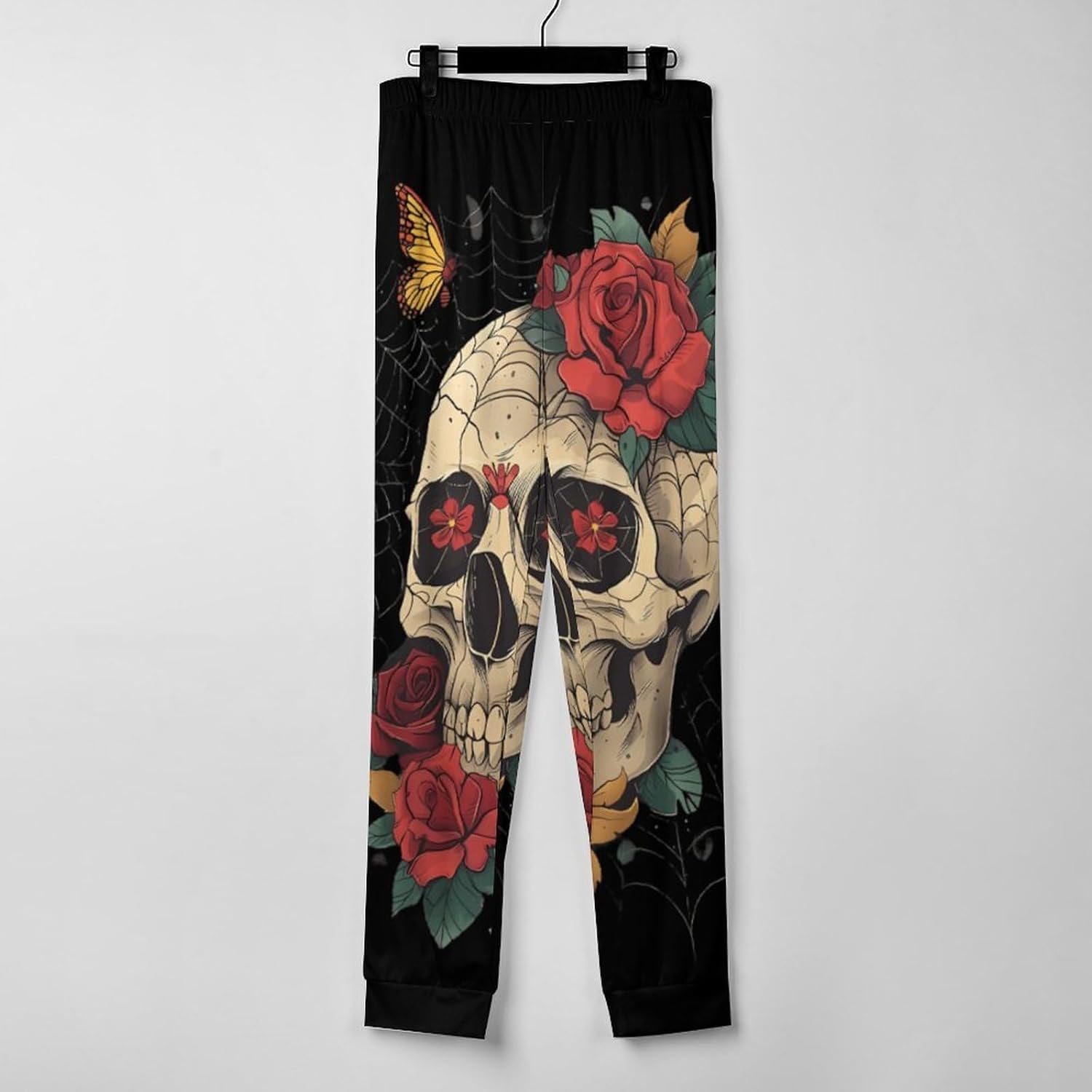 Rose Skull Spider Web Soft Women Pajamas Pants Long Lounge Bottoms Pant Sleepwear Nightwear Pjs