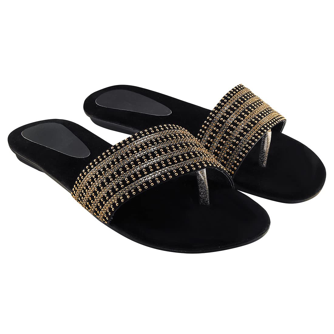 Blinder Black Womens Stylish Fancy Stones Slipper Flats (B09PHM9NQJ) Amazon Price History, Amazon Price Tracker