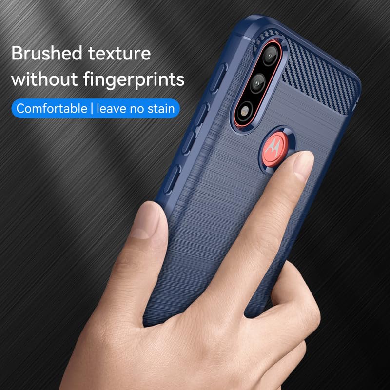 Image of Hybrid Carbon Fiber Back Case for Moto E7 Power (Blue)