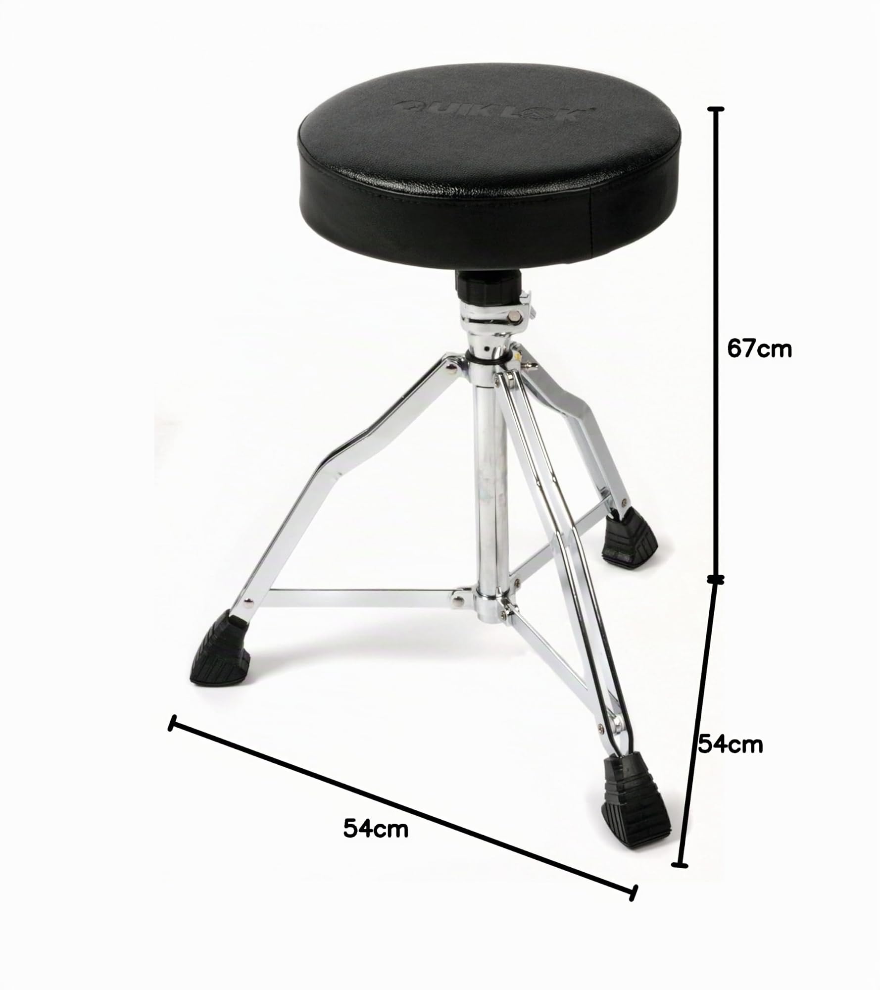 QUIK LOK - DB/3V SGABELLO SERIE DB PER BATTERISTA/TASTIERISTA Seduta Rotonda Imbottita 300 x 65mm, Hardware Cromato, Regolazione Altezza, Base Metallica Robusta e Pieghevole, 3 Gambe, Seduta in Nero