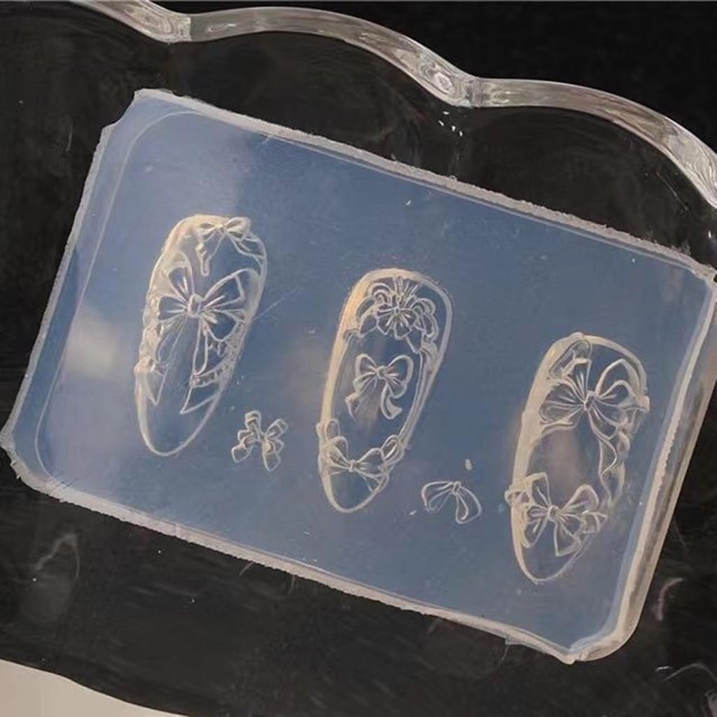 Professional Silicone Nail Carving Mold Intricate Bows Ice Crystal Embossed Detailing