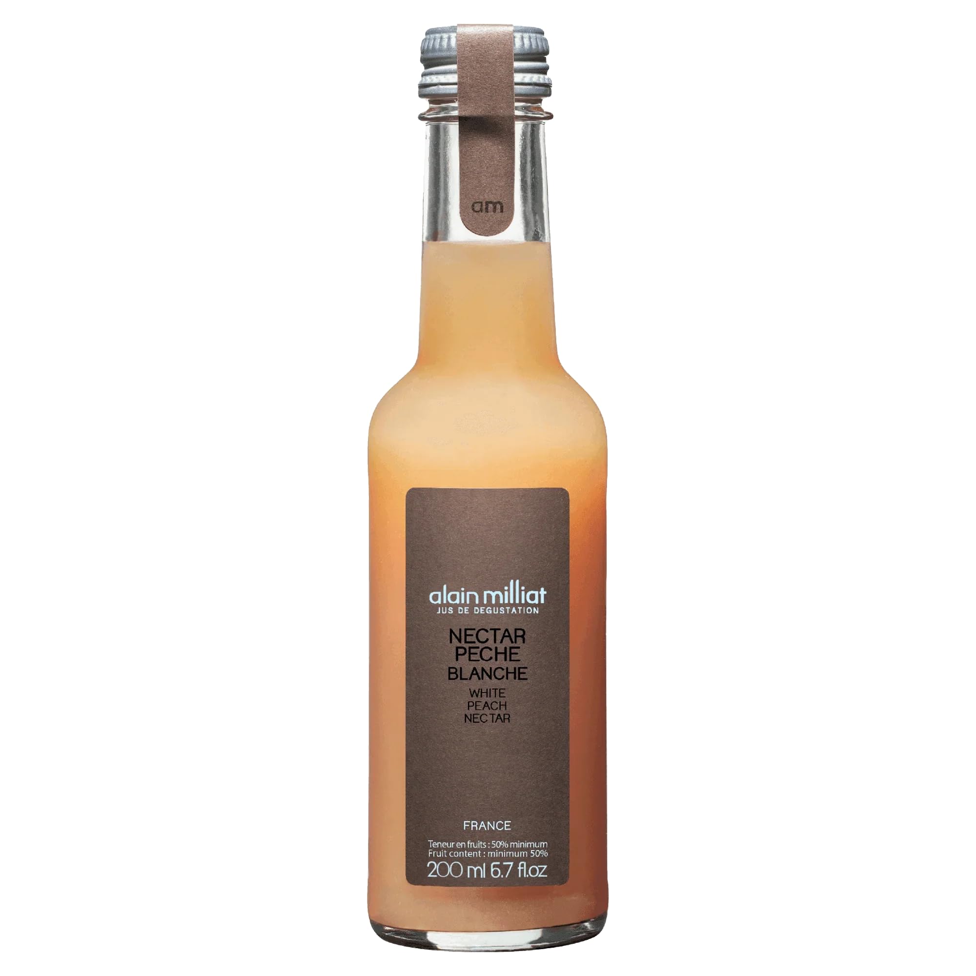 Alain Milliat White Peach Nectar, 6.8 Fl Oz (One 200ml Glass Bottle)