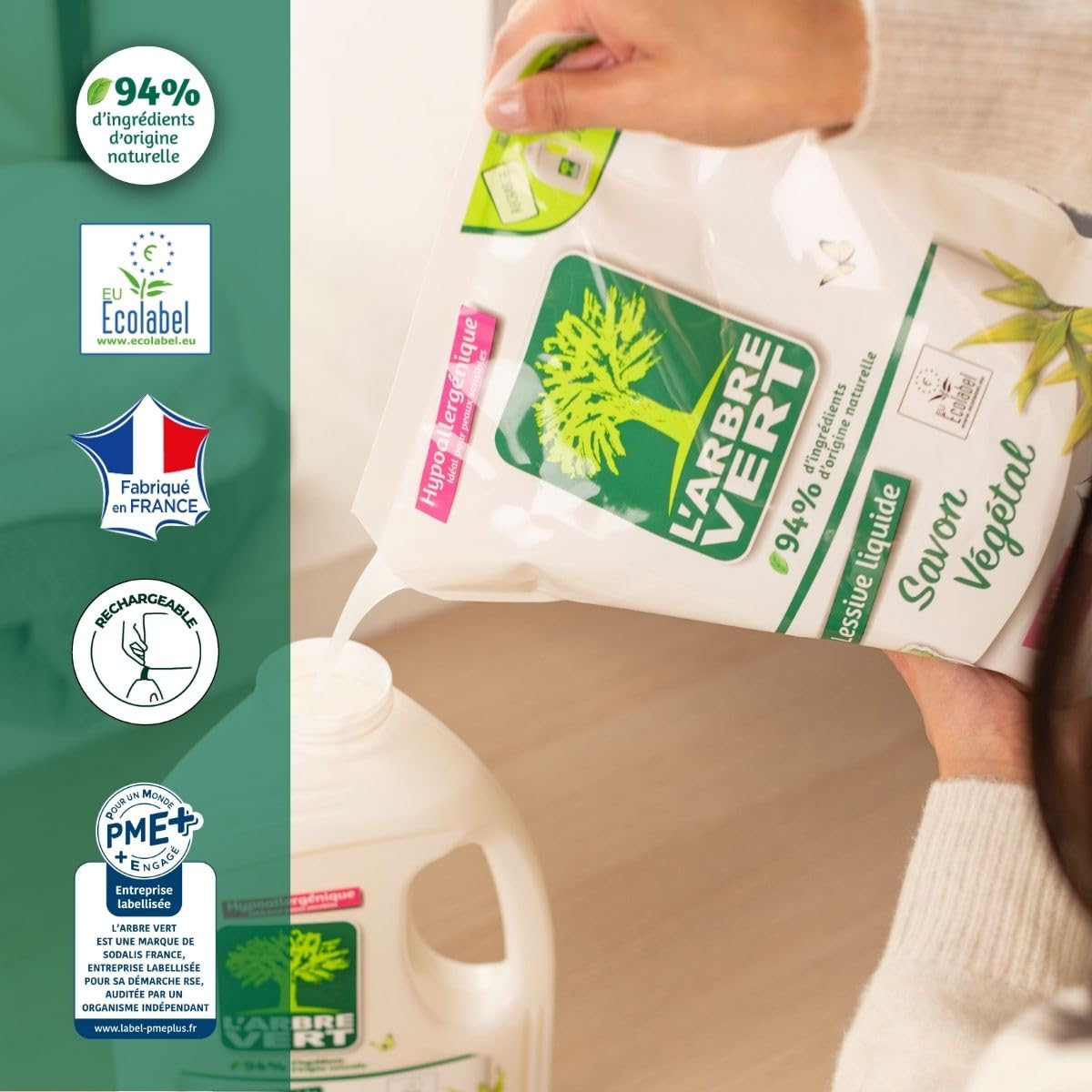 L'Arbre Vert Środek piorący, 1,5 l, mydło roślinne, 33 cykle prania, 1,5 l