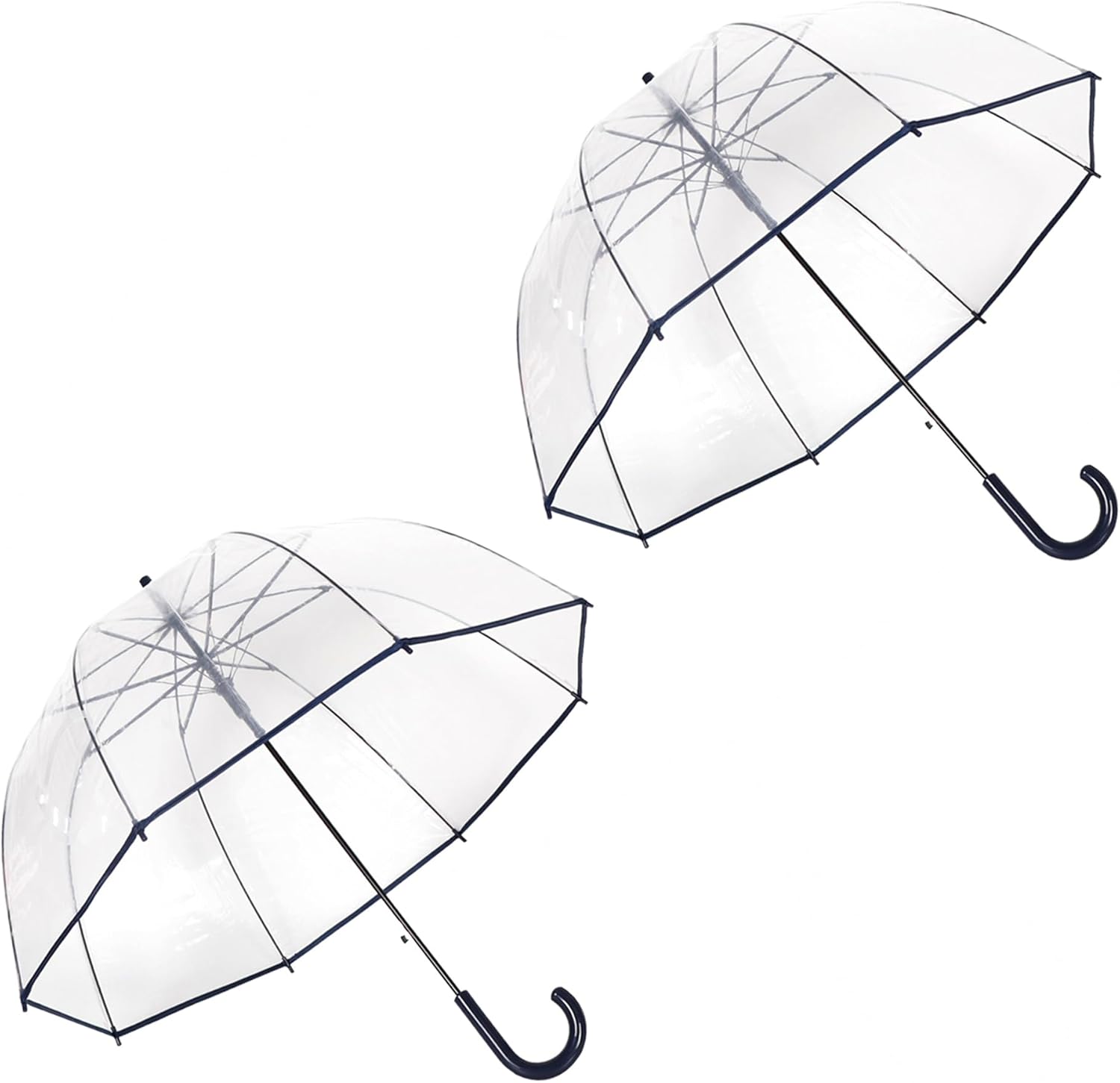 ThreeH 2 Pcs Bubble Umbrella Adult Automatic Open with Crystal-Clear POE Canopy Hook Handle for Photo Shoots Rainy Ceremonies Wedding