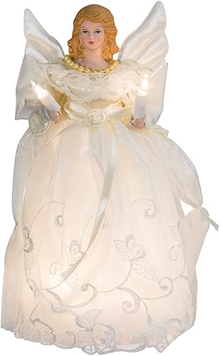 Miniatura 2 de Kurt Adler - Árbol de ángel de 10 pulgadas UL 10 color dorado claro y marfil