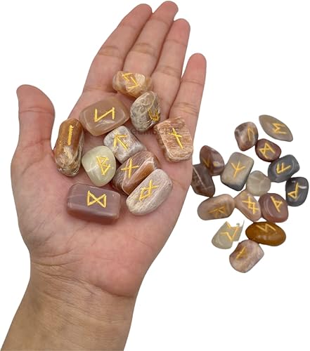 Miniatura 6 de Juego de piedras preciosas grabadas 25 piezas con alfabetos de Futhark ancianos y 1 péndulo Tamaño 0.591-0.787in