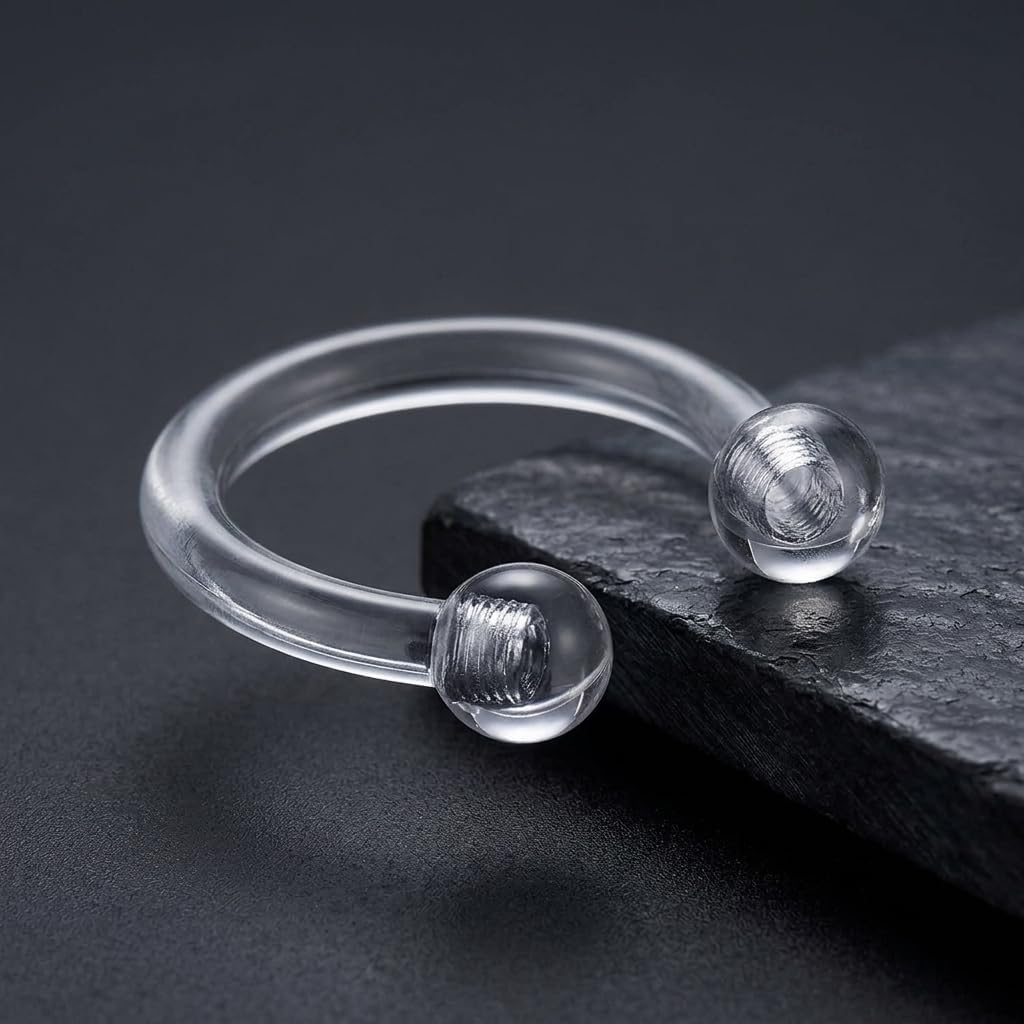 16G Clear Septum Retainer Plastic Horseshoe Hoop Flexible for