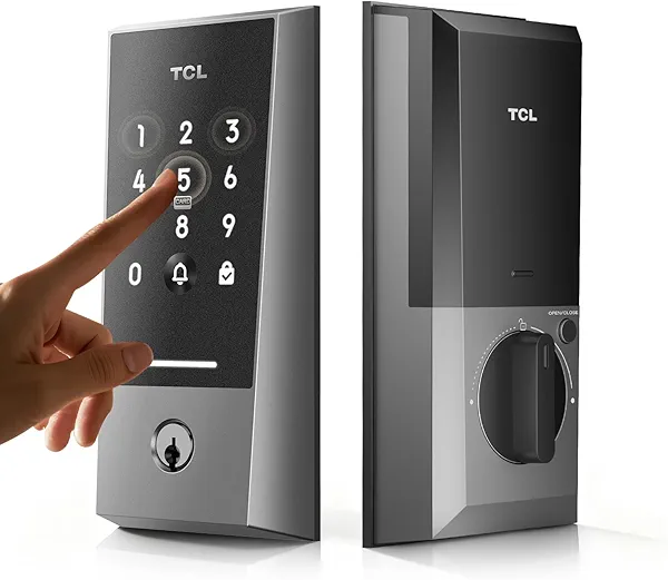 TCL D2 Smart Lock with Built-in Doorbell & WiFi: The Ultimate 2-in-1 Keyless Entry Door Lock for Your Home, APP Remote Control, Works with Alexa, Google, No Bridge Required(Dark Grey)