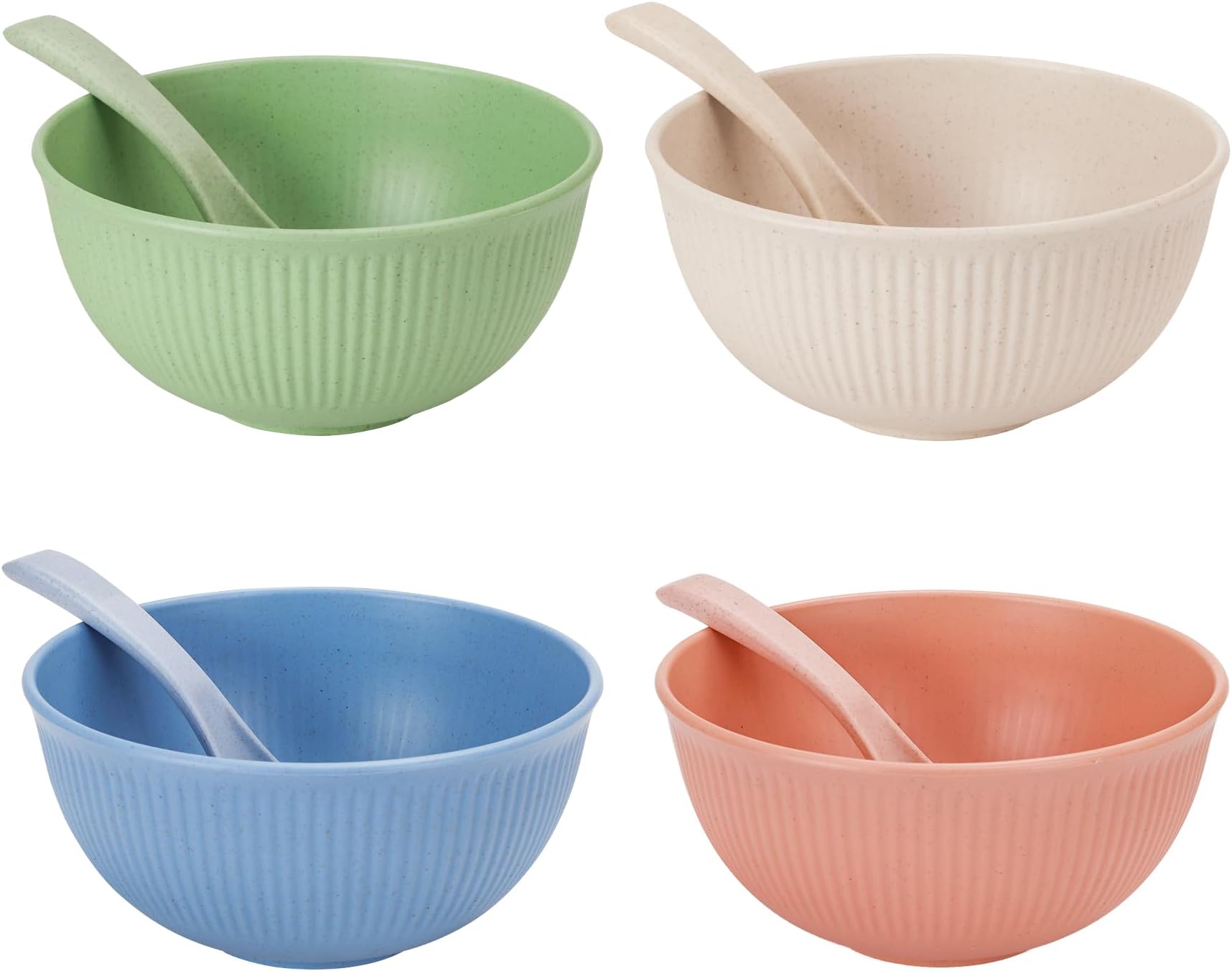 CSYY Unbreakable Cereal Bowls, 26oz Large Picnic Bowls, 8Pcs Plastic Bowls and Spoon Set for Camping, 750ml Lightweight Serving Bowls, Salad Bowls, Dinner Bowl, Dessert Bowl Set for BBQ, Picnic