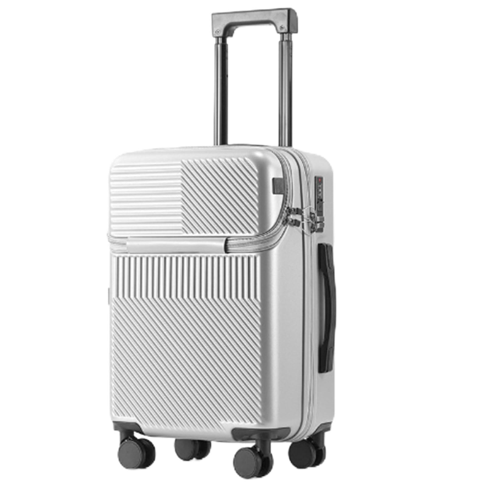 Koffer mit Aluminiumrahmen, glatter Universalkoffer mit trockener und nasser Trennung für Reisen und Geschäftsreisen(Silber 24 Zoll)(Silber 24 Zoll)
