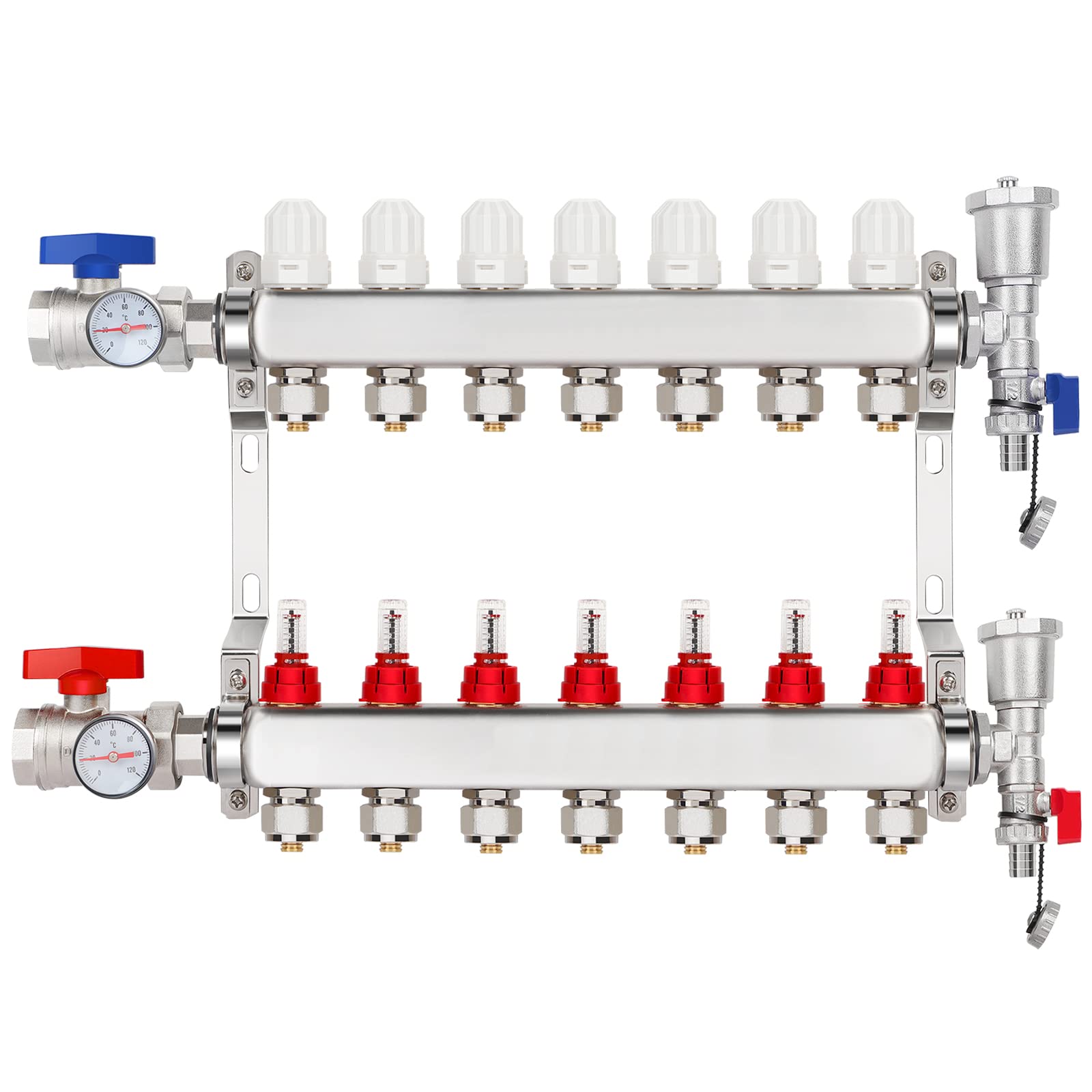Juego de calefacción por Suelo Radiante con colector pex de 7 bucles, calefacción hidrónica calentada de Acero Inoxidable