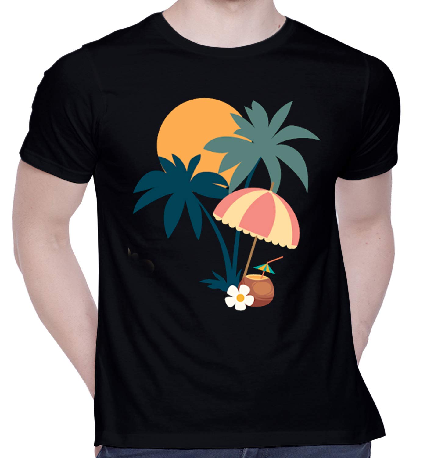 Global Desi Graphic Printed T-Shirt for Unisex Summer Beach | Casual Half Sleeve Round Neck T-Shirt | 100% Cotton | D00534-24 in multi