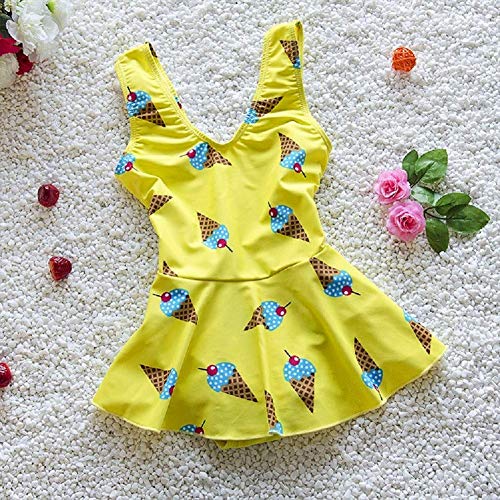 Image of One Piece Girl's Synthetic Digital Printed Swimming Costume in Frock Style.