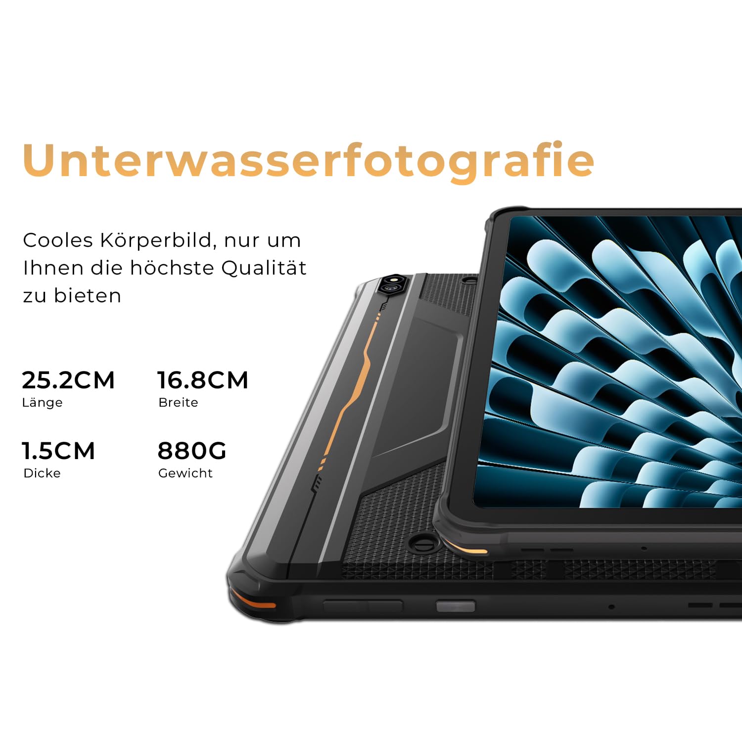 HOTWAV R10 Pro Tablet Outdoor 10,1 Zoll Baustelle Tablets 20+256GB 10800mAh | Rugged Tablets Android 14 Wasserdicht Tablet, 13MP+5MP Kamera IP68/IP69K, GPS/4G LTE Dual SIM/5G WiFi/Face ID