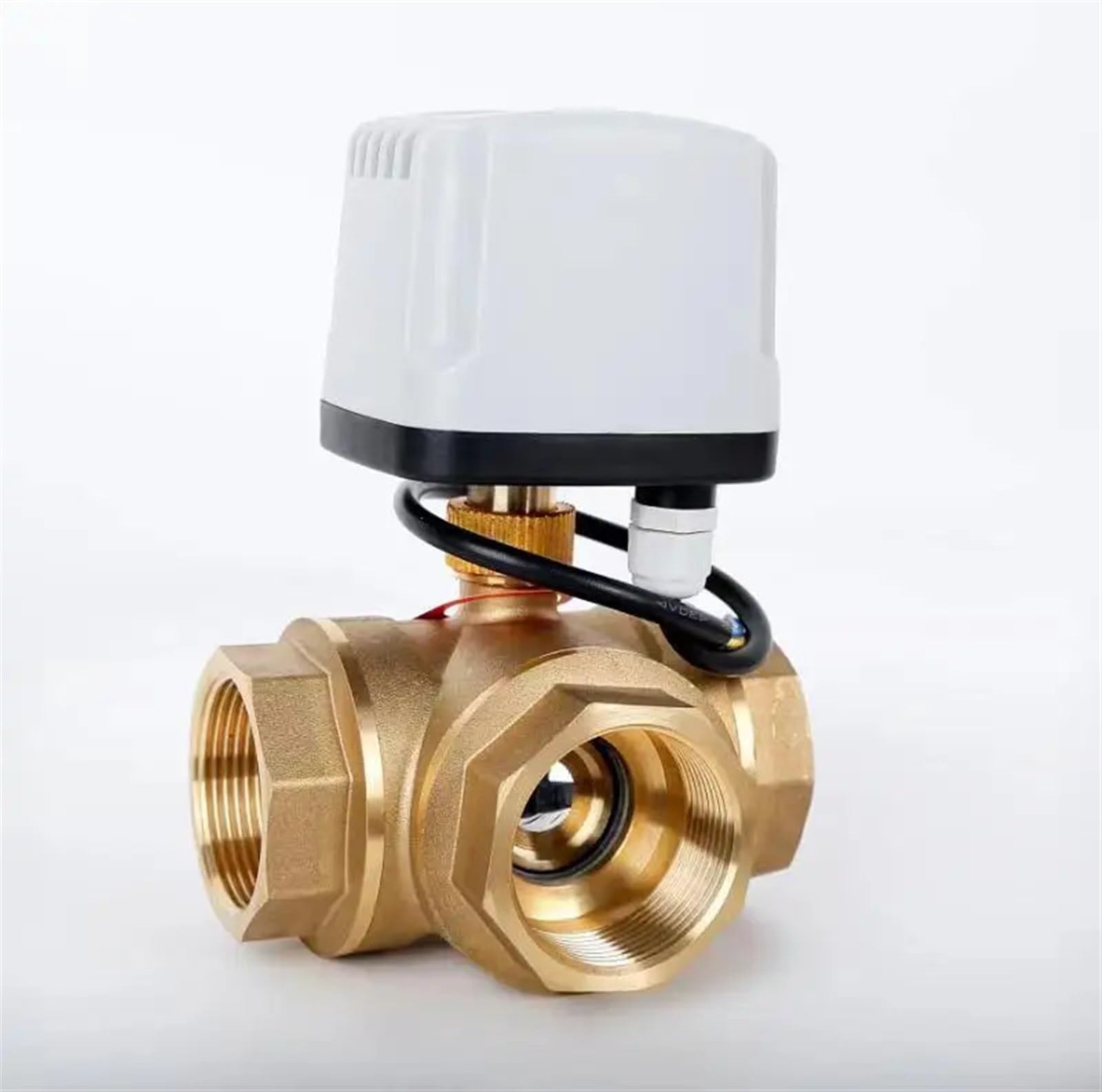DMBGRXJF 1-1/2inch 3 Way IP65 Motorized Ball Valve 220V 12V 24V 3-Wire 2 Control T/L Type Brass Electric Ball Valve 1Pcs(Color:T TYPE_24VDC)