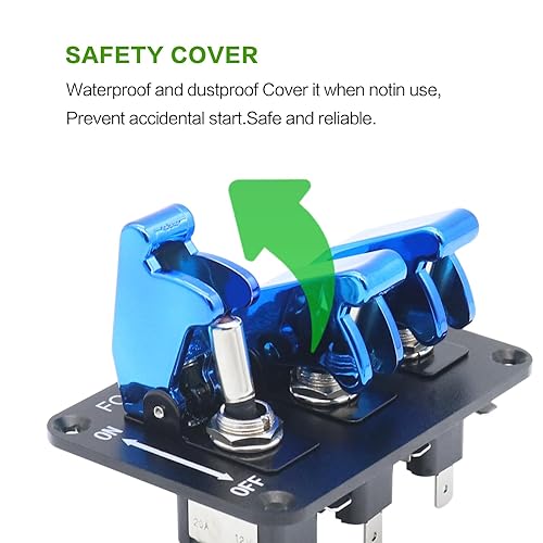 Miniatura 5 de Panel de interruptor de palanca de 3 bandas con interruptor basculante de luz LED de 12 V y cubierta impermeable 20 A 3 pines SPST panel de