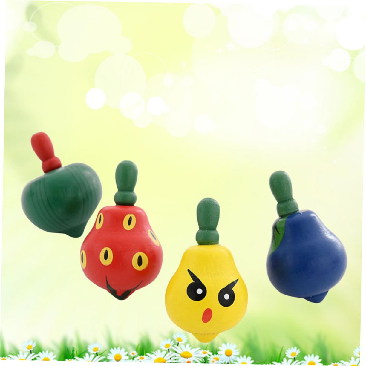 Generic Wooden Fruit Shape Tops Toys 6 Assorted Styles Kids' Spinning Gyroscope Toy Safe Educational Wooden Random Style