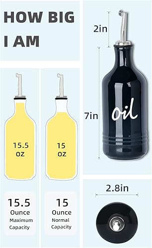 Vista 15 de HAOTOP Farmhouse - Juego de botellas dispensadoras de aceite y vinagre de cerámica, perfectas para almacenamiento de aceite y vinagre, 15 onzas
